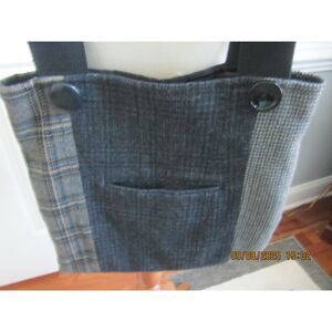 STUNNING BAABAAZUZU NAVY / GREY  UNISEX   WOOL  TOTE WITH CANVAS STRAPS 13 x 13